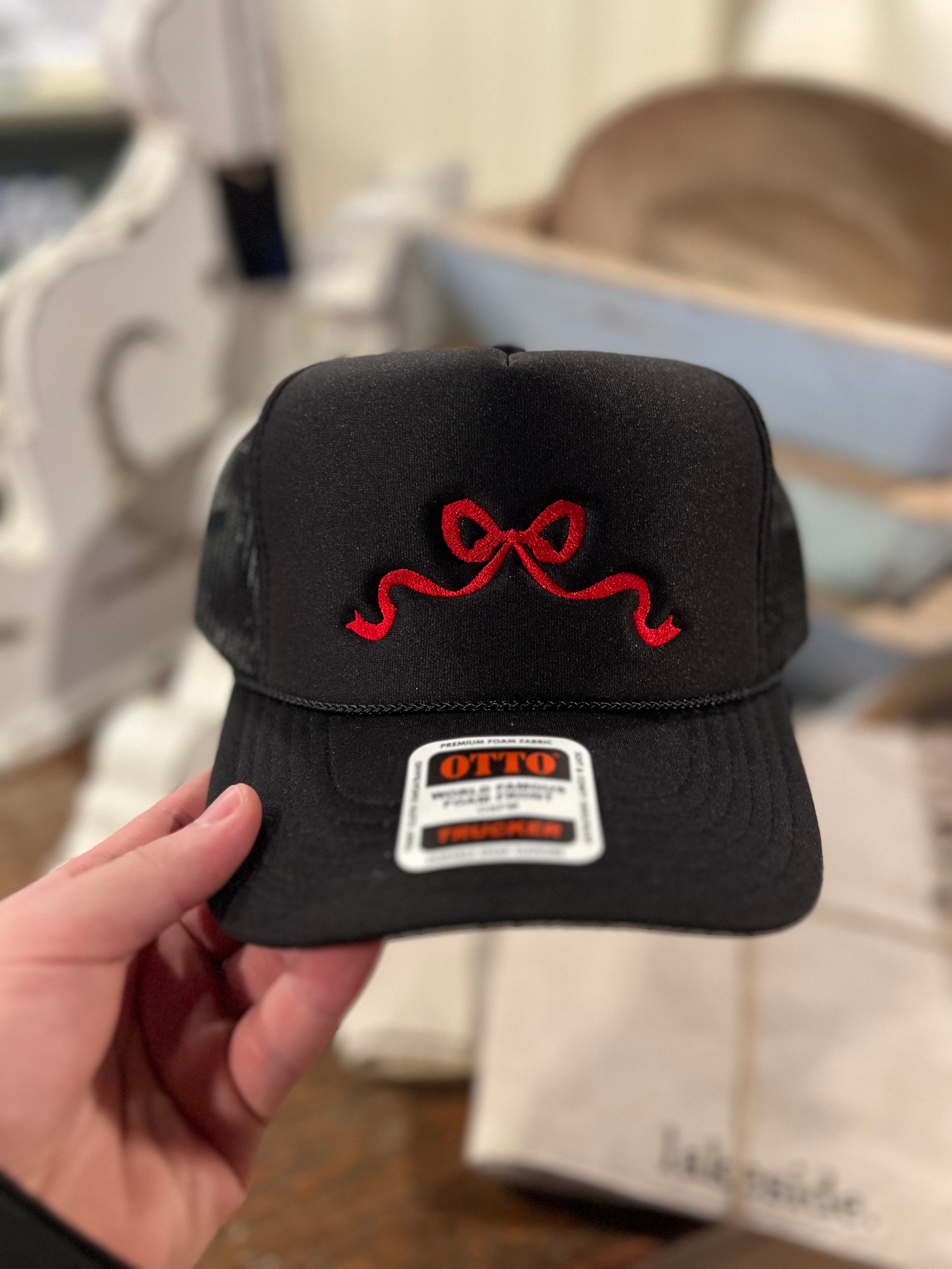 Embroidered Bow Black Foam Trucker | Advertise IT